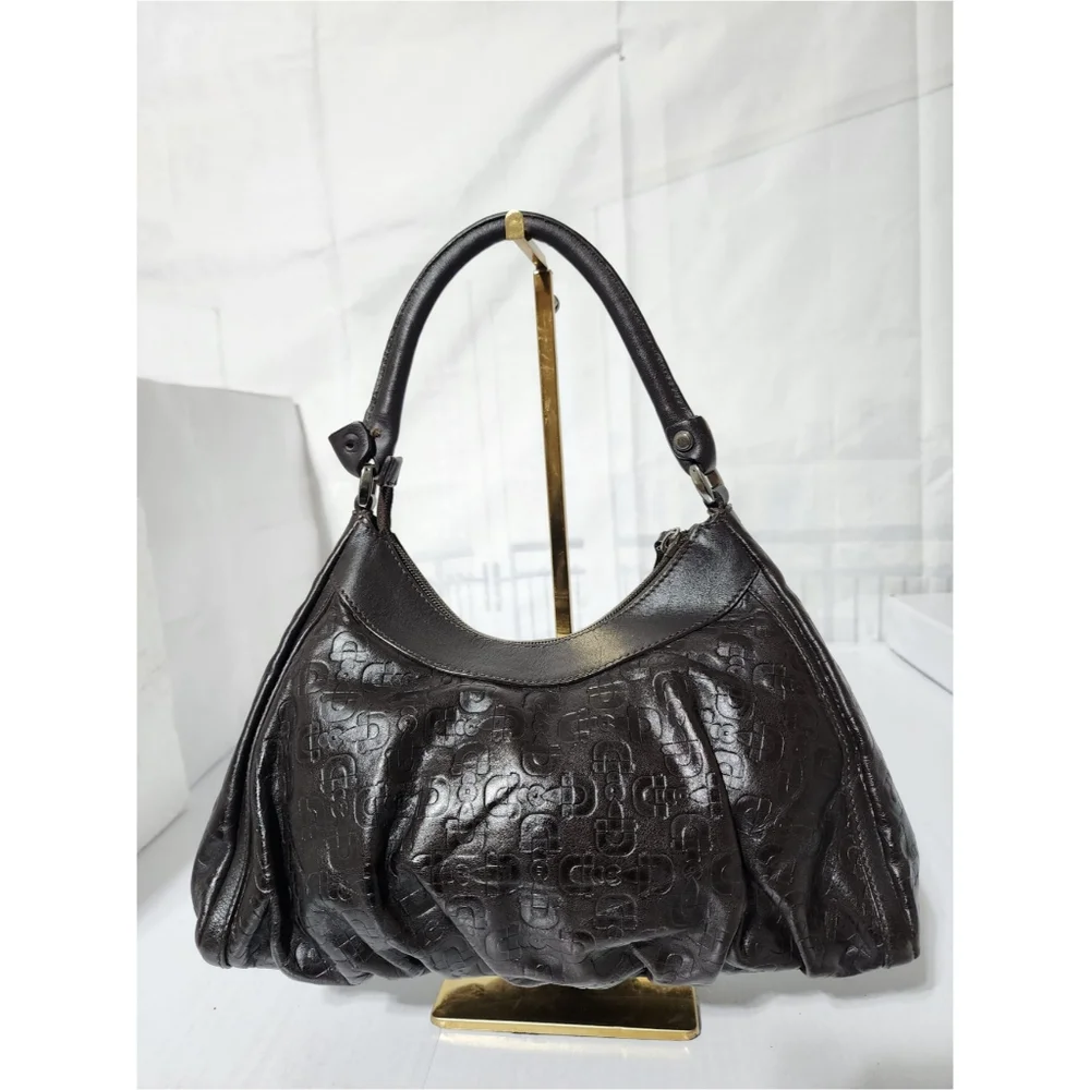 GUCCI Guccissima Small D Gold Ring Shoulder Bag Brown - Picture 3 of 13